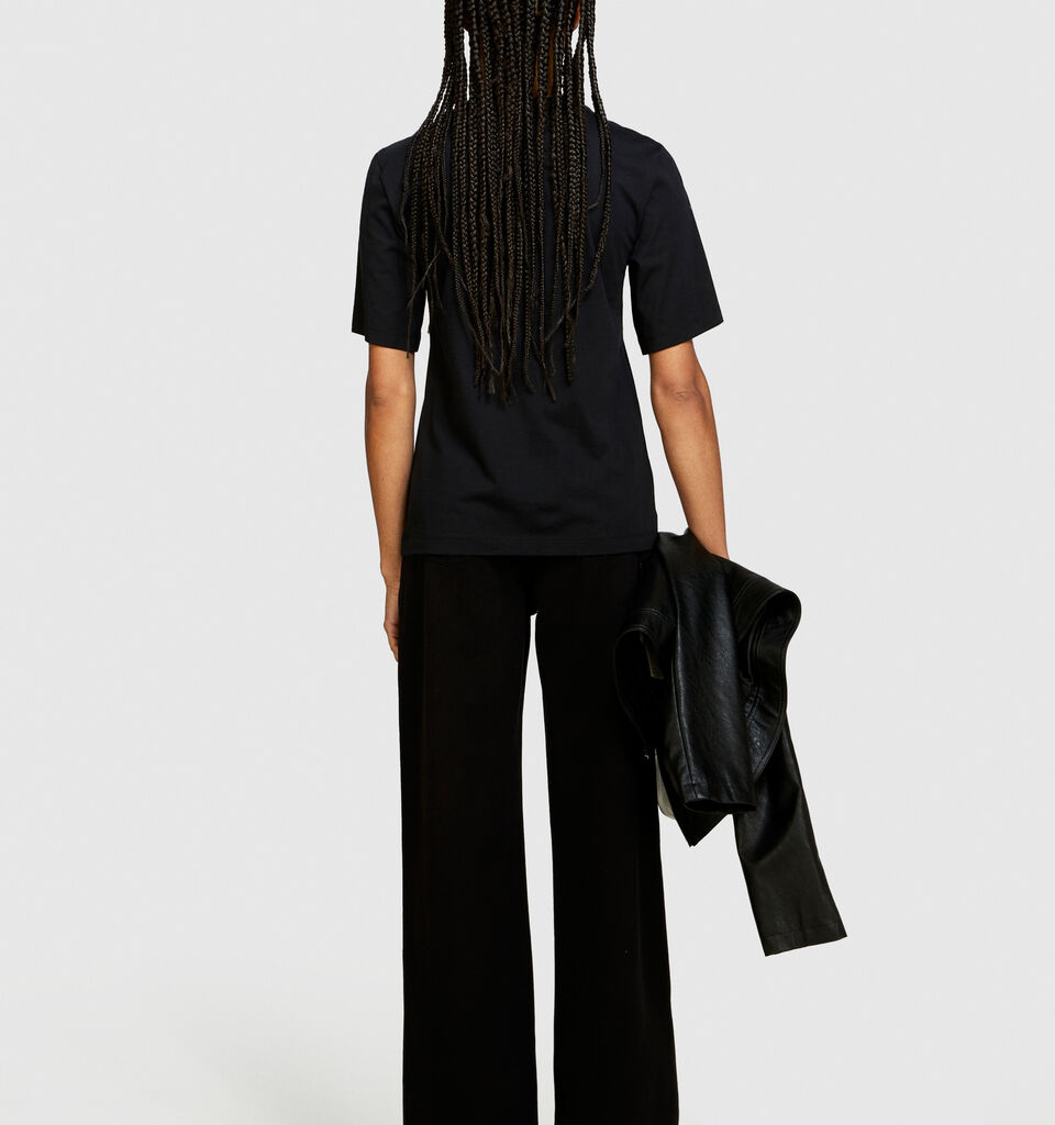 T-shirt with print and studs - women's short sleeve t-shirts - Black | Sisley image number 3